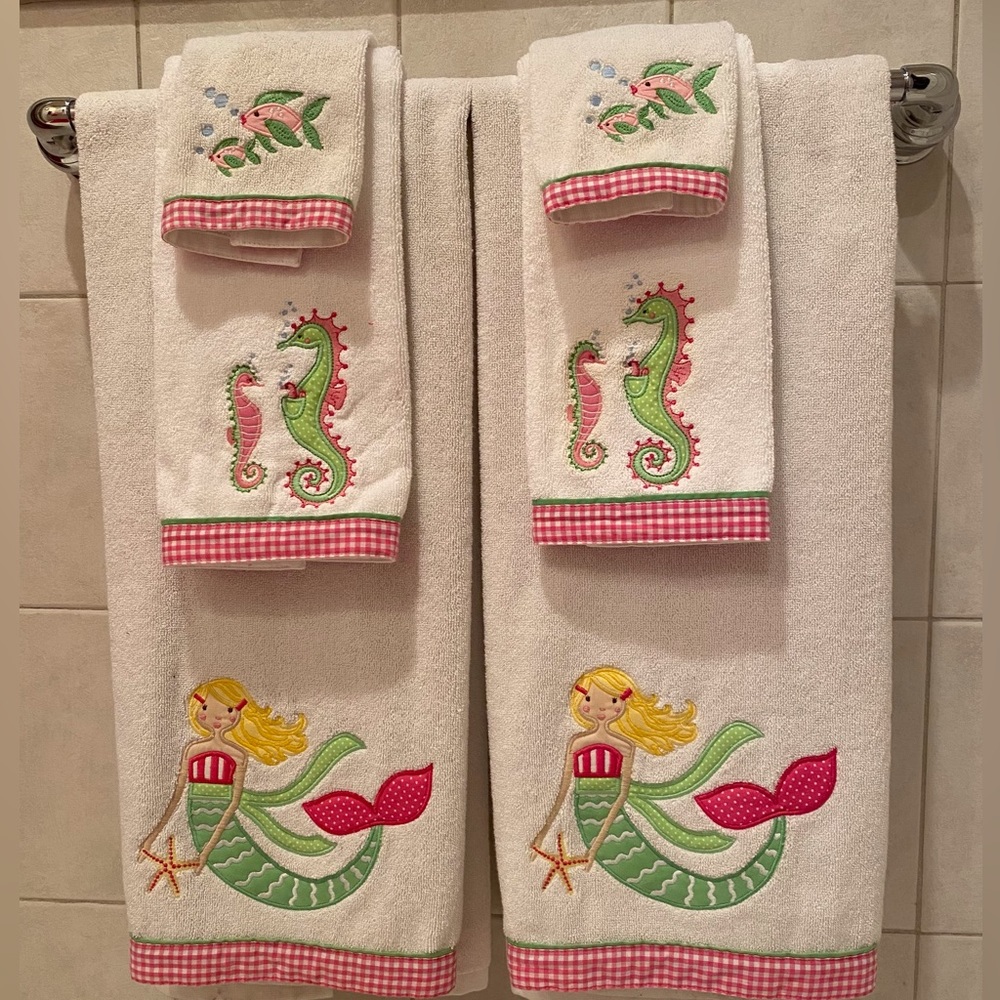 Pottery Barn Kids Mermaid Towels - Set of 6